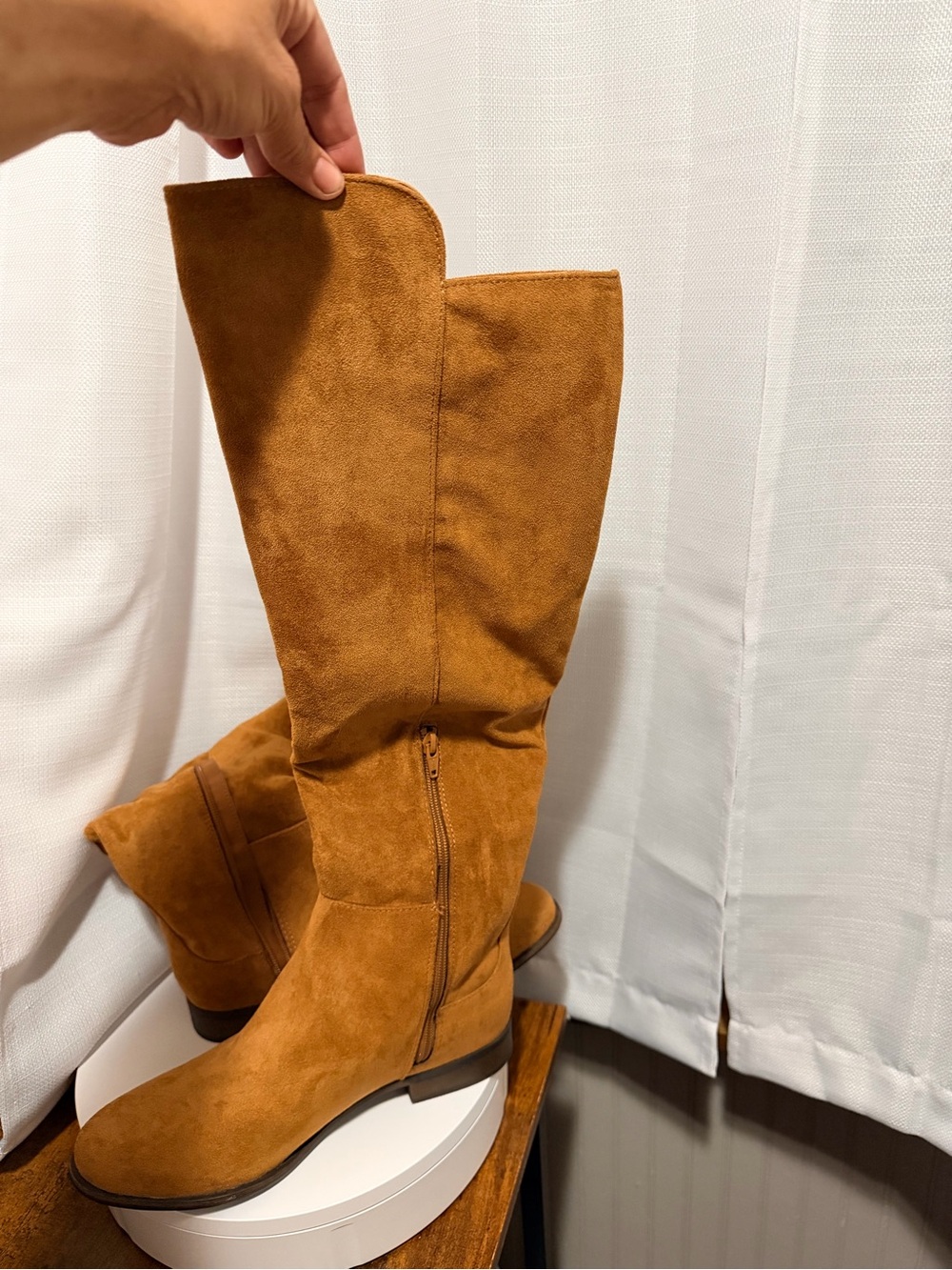 Fringe Tall Suede Knee-High Boots - NEW! Size 10 -Tan - Picture 2 of 7